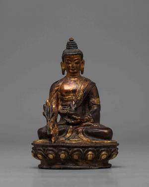 Medicine Buddha Statue | Tibetan Buddhist Statue | Healing Buddha Figurine | Traditionally Hand Gided | Himalayan Asian Art Of Nepa